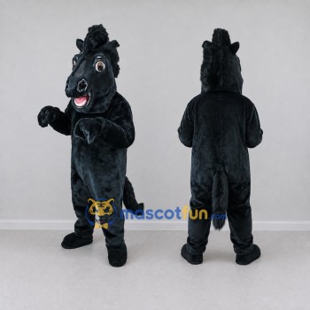 Custom Black Horse Mascot Costume Adult Full Body Suit for Farm Events