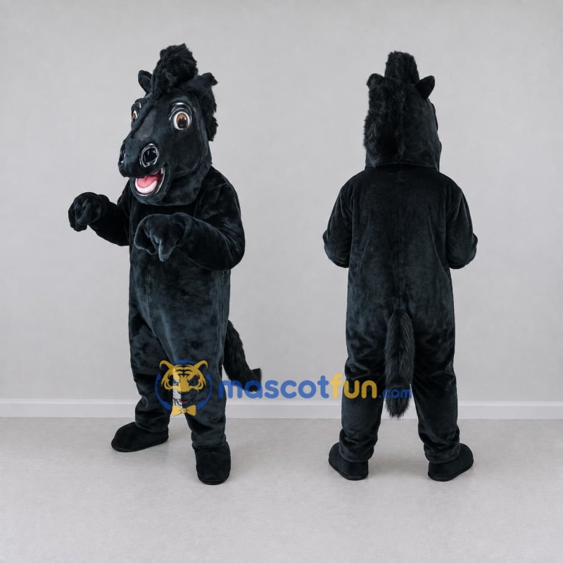 Custom Black Horse Mascot Costume Adult Full Body Suit for Farm Events Custom Black Horse Mascot Costume Adult Full Body Suit for Farm Events