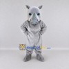 Custom Light Gray Rhinoceros Mascot Costume Adult Full Body Suit for Wildlife Events Custom Light Gray Rhinoceros Mascot Costume Adult Full Body Suit for Wildlife Events