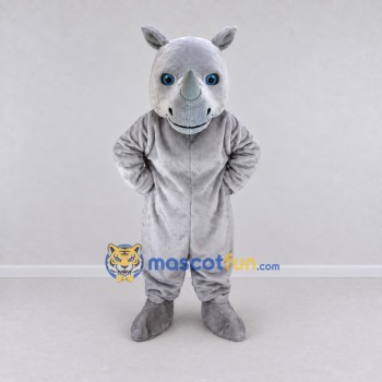 Custom Light Gray Rhinoceros Mascot Costume Adult Full Body Suit for Wildlife Events