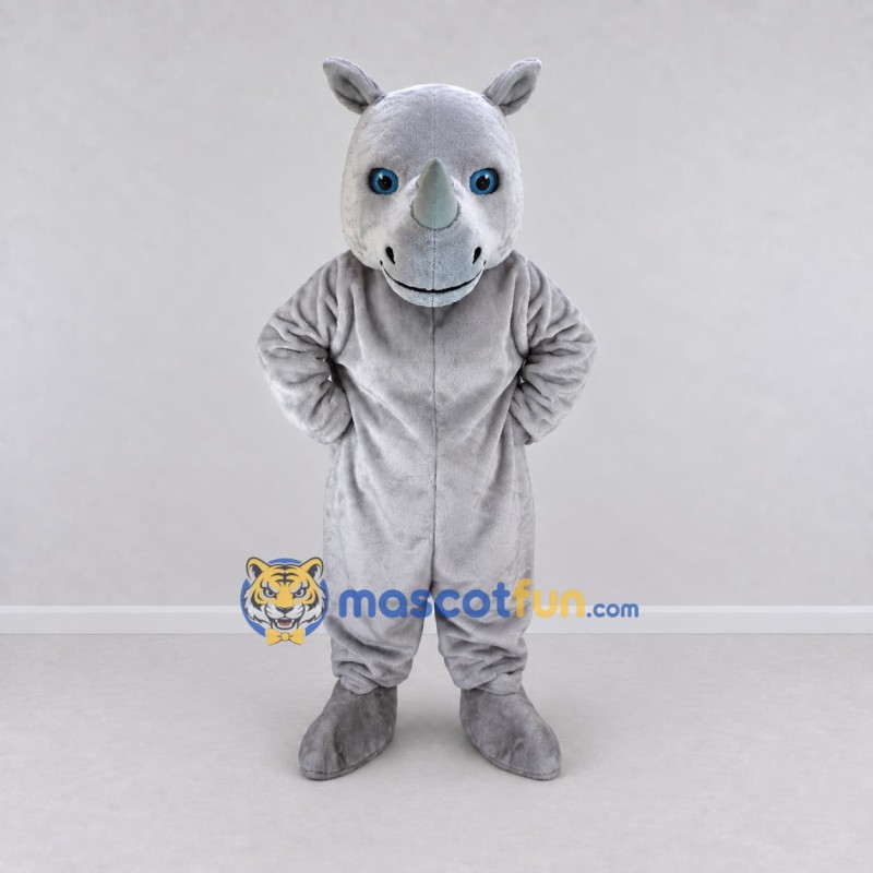 Custom Light Gray Rhinoceros Mascot Costume Adult Full Body Suit for Wildlife Events Custom Light Gray Rhinoceros Mascot Costume Adult Full Body Suit for Wildlife Events