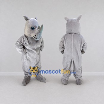 Custom Light Gray Rhinoceros Mascot Costume Adult Full Body Suit for Wildlife Events