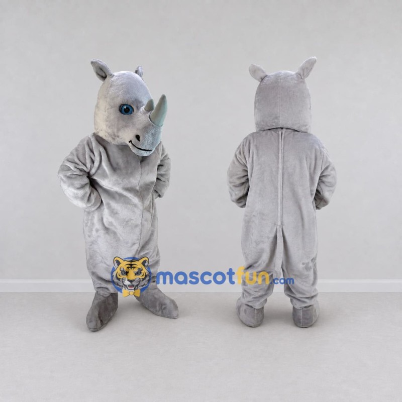 Custom Light Gray Rhinoceros Mascot Costume Adult Full Body Suit for Wildlife Events Custom Light Gray Rhinoceros Mascot Costume Adult Full Body Suit for Wildlife Events