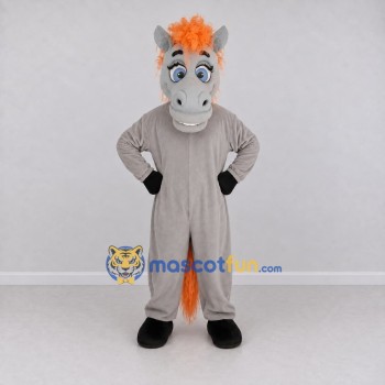 Custom Gray and Orange Horse Mascot Costume Adult Full Body Suit for Farm Events Custom Gray and Orange Horse Mascot Costume Adult Full Body Suit for Farm Events