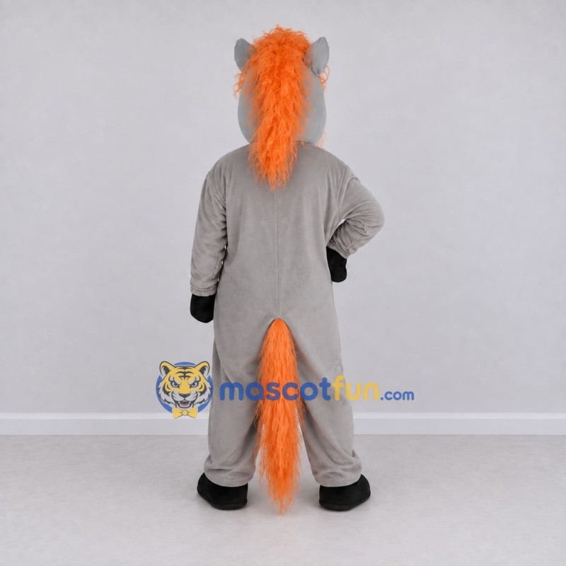 Custom Gray and Orange Horse Mascot Costume Adult Full Body Suit for Farm Events Custom Gray and Orange Horse Mascot Costume Adult Full Body Suit for Farm Events