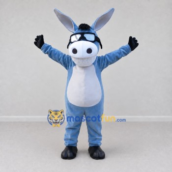 Custom Blue and White Donkey in Sunglasses Mascot Costume Adult Full Body Suit for Outdoor Events Custom Blue and White Donkey in Sunglasses Mascot Costume Adult Full Body Suit for Outdoor Events