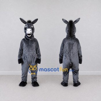 Custom Dark Gray and White Donkey Mascot Costume Adult Full Body Suit for Farm Events