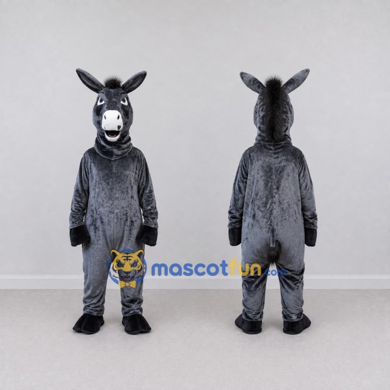 Custom Dark Gray and White Donkey Mascot Costume Adult Full Body Suit for Farm Events