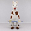 Custom White and Brown Four-Legged Horse Mascot Costume Adult Full Body Suit for Farm Events Custom White and Brown Four-Legged Horse Mascot Costume Adult Full Body Suit for Farm Events