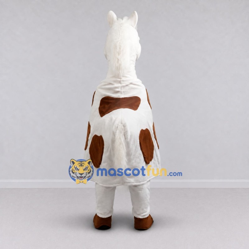 Custom White and Brown Four-Legged Horse Mascot Costume Adult Full Body Suit for Farm Events Custom White and Brown Four-Legged Horse Mascot Costume Adult Full Body Suit for Farm Events