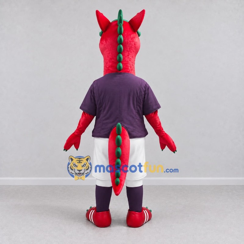Custom Red and Purple Dragon in Sportswear Mascot Costume Adult Full Body Suit for Sports Events