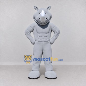 Custom Gray Muscular Rhinoceros Mascot Costume Adult Full Body Suit for Sports Events Custom Gray Muscular Rhinoceros Mascot Costume Adult Full Body Suit for Sports Events