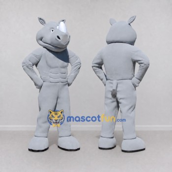 Custom Gray Muscular Rhinoceros Mascot Costume Adult Full Body Suit for Sports Events
