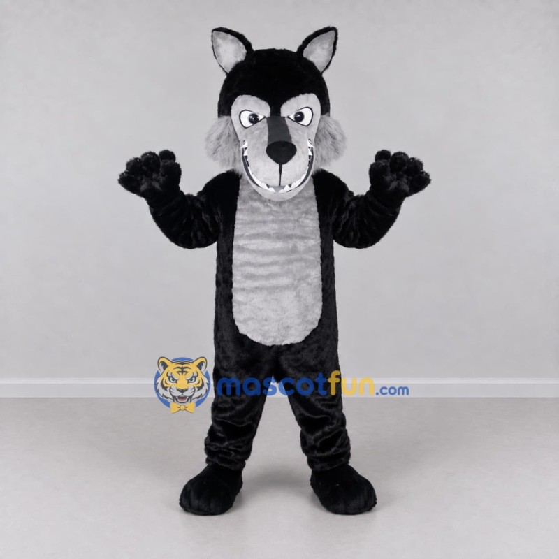 Custom Black and Gray Wolf Character Mascot Costume Adult Full Body Suit for School Events Custom Black and Gray Wolf Character Mascot Costume Adult Full Body Suit for School Events