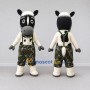 Custom Black and White Horse Character in Camouflage Shorts Mascot Costume Adult Full Body Suit for Outdoor Events