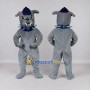 Custom Gray and Blue Bulldog in a Cap and Spiked Collar Mascot Costume Adult Full Body Suit for Sports Events
