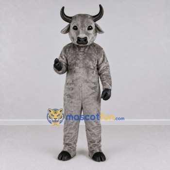 Custom Gray and Black Bull Mascot Costume Adult Full Body Suit for Farm Events