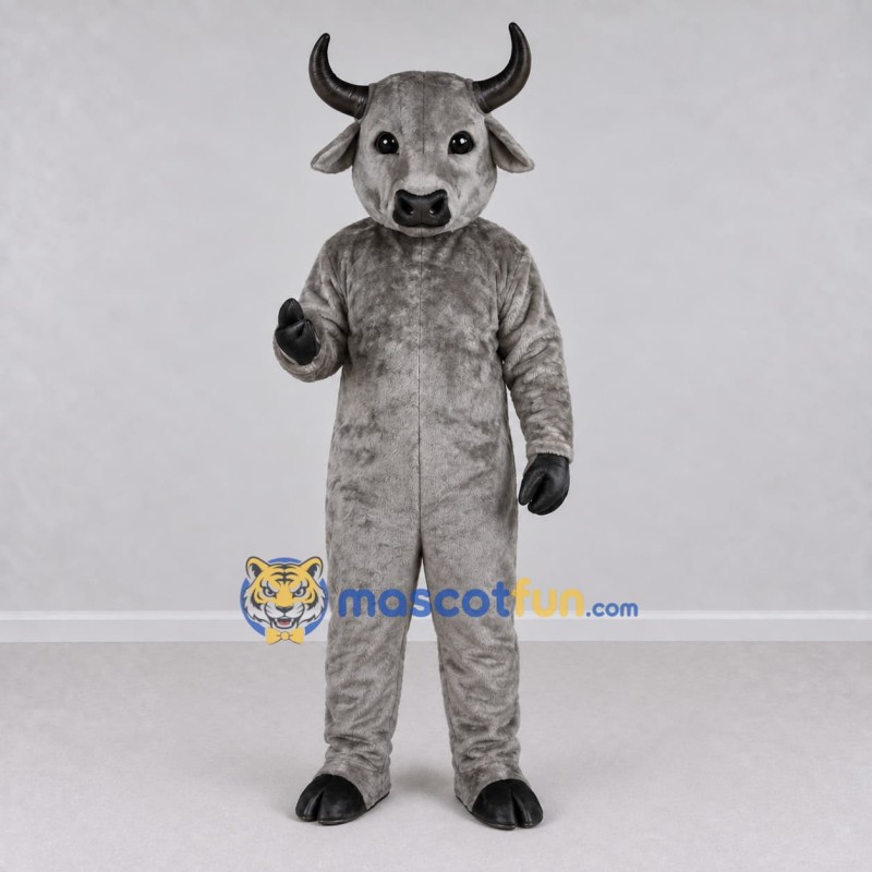 Custom Gray and Black Bull Mascot Costume Adult Full Body Suit for Farm Events Custom Gray and Black Bull Mascot Costume Adult Full Body Suit for Farm Events