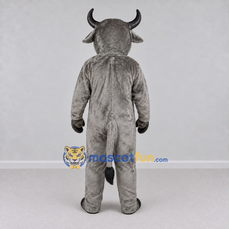 Custom Gray and Black Bull Mascot Costume Adult Full Body Suit for Farm Events Custom Gray and Black Bull Mascot Costume Adult Full Body Suit for Farm Events