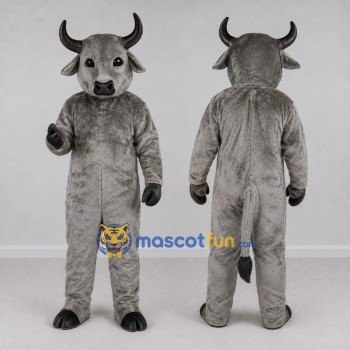 Custom Gray and Black Bull Mascot Costume Adult Full Body Suit for Farm Events