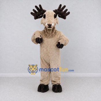 Custom Tan and Black Moose Mascot Costume Adult Full Body Suit for Wildlife Events