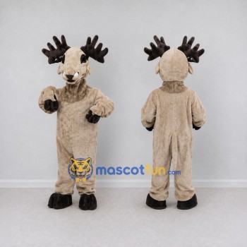 Custom Tan and Black Moose Mascot Costume Adult Full Body Suit for Wildlife Events