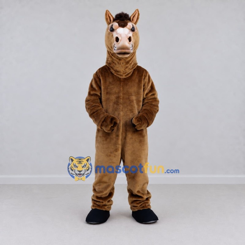 Custom Brown and Black Horse Mascot Costume Adult Full Body Suit for Farm Events