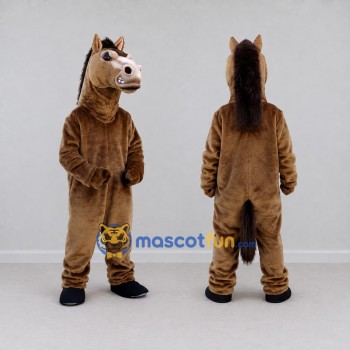 Custom Brown and Black Horse Mascot Costume Adult Full Body Suit for Farm Events