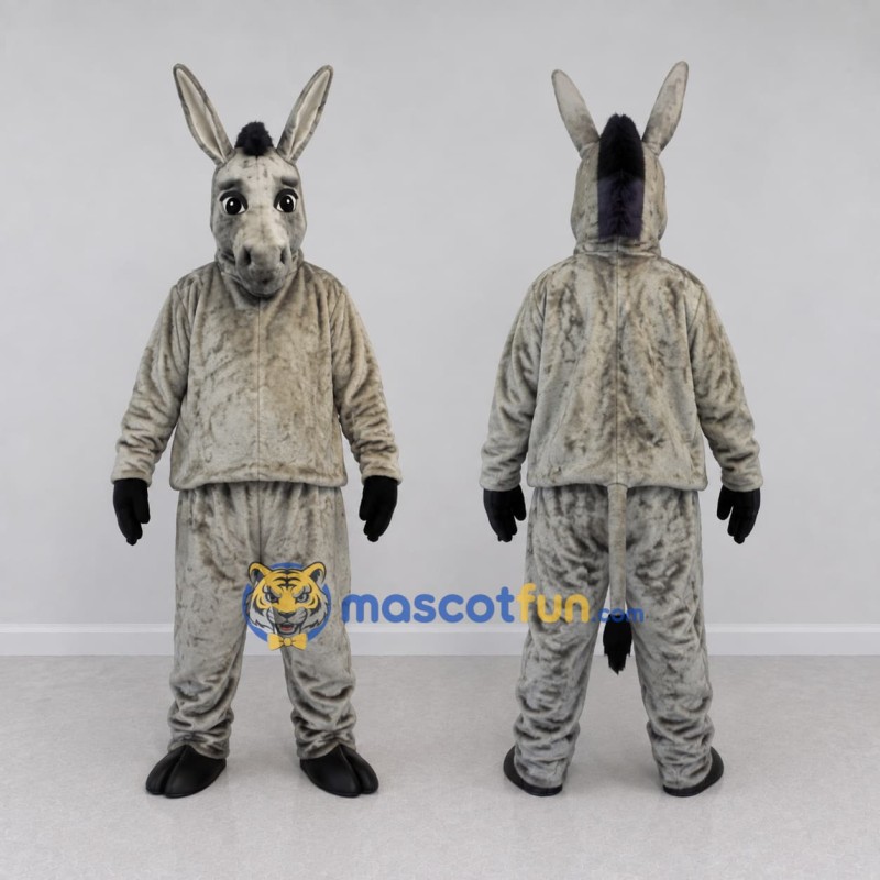 Custom Gray and Black Donkey Mascot Costume Adult Full Body Suit for Farm Events Custom Gray and Black Donkey Mascot Costume Adult Full Body Suit for Farm Events