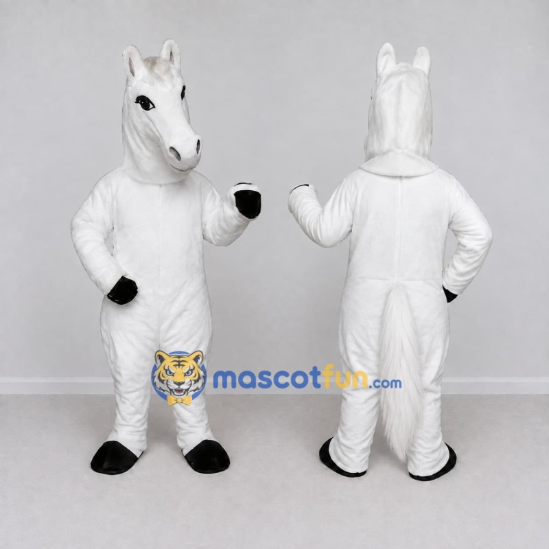 Custom White Horse Mascot Costume Adult Full Body Suit for Farm Events Custom White Horse Mascot Costume Adult Full Body Suit for Farm Events