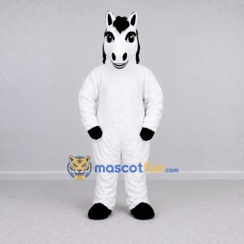 Custom White and Black Horse Mascot Costume Adult Full Body Suit for Farm Events