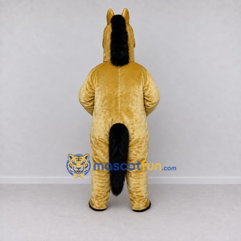 Custom Golden Tan and Black Horse Mascot Costume Adult Full Body Suit for Farm Events