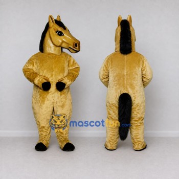 Custom Golden Tan and Black Horse Mascot Costume Adult Full Body Suit for Farm Events