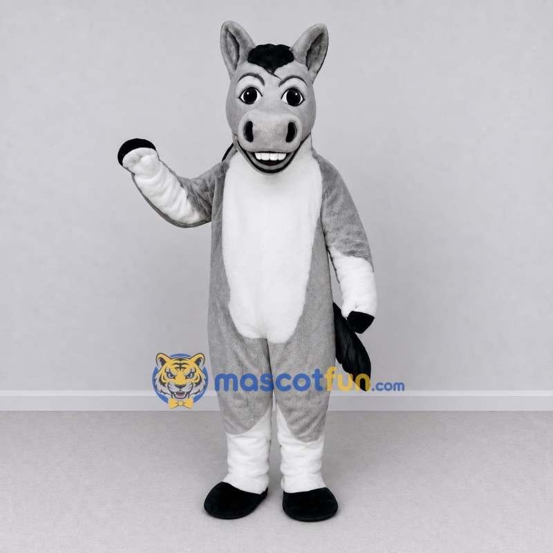 Custom Gray and White Horse Mascot Costume Adult Full Body Suit for Farm Events Custom Gray and White Horse Mascot Costume Adult Full Body Suit for Farm Events