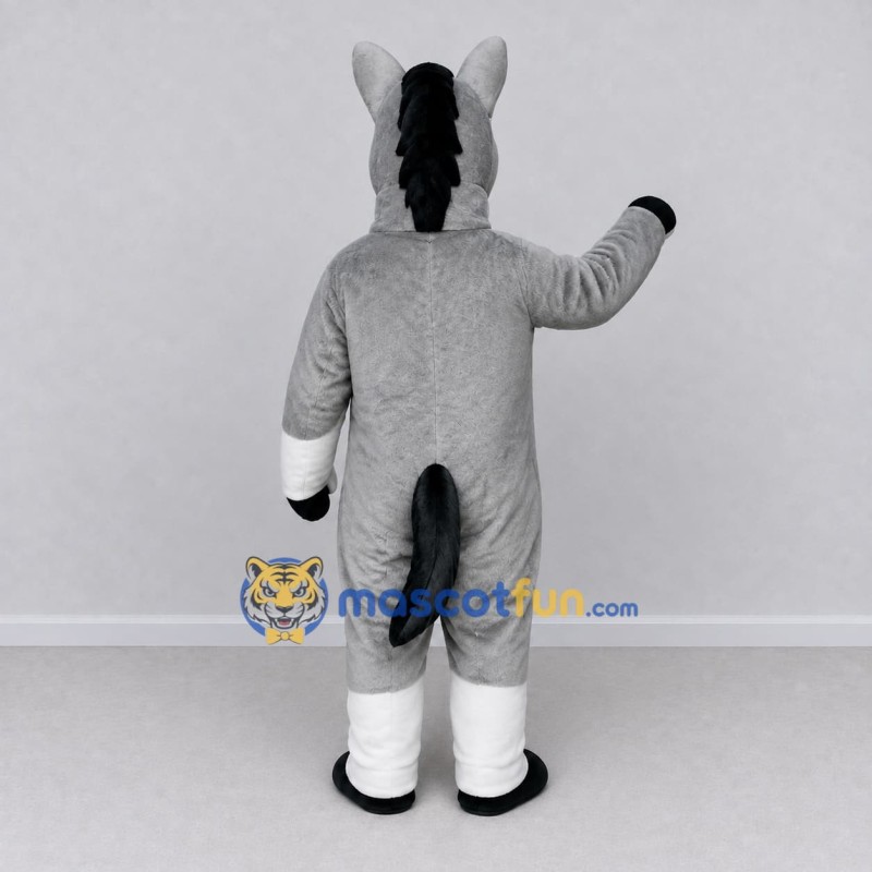 Custom Gray and White Horse Mascot Costume Adult Full Body Suit for Farm Events Custom Gray and White Horse Mascot Costume Adult Full Body Suit for Farm Events