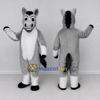 Custom Gray and White Horse Mascot Costume Adult Full Body Suit for Farm Events