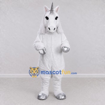 Custom White and Silver Unicorn Mascot Costume Adult Full Body Suit for Theme Parties Custom White and Silver Unicorn Mascot Costume Adult Full Body Suit for Theme Parties