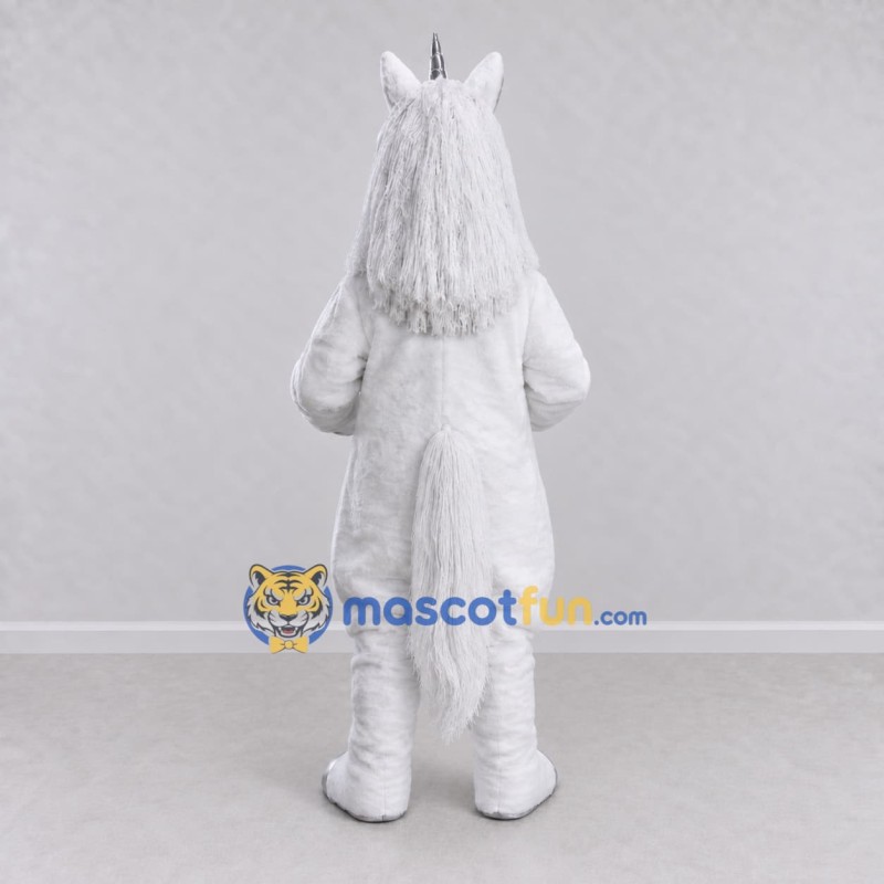 Custom White and Silver Unicorn Mascot Costume Adult Full Body Suit for Theme Parties Custom White and Silver Unicorn Mascot Costume Adult Full Body Suit for Theme Parties