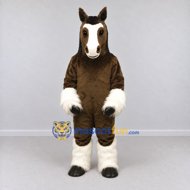 Custom Brown and White Horse Mascot Costume Adult Full Body Suit for Farm Events Custom Brown and White Horse Mascot Costume Adult Full Body Suit for Farm Events