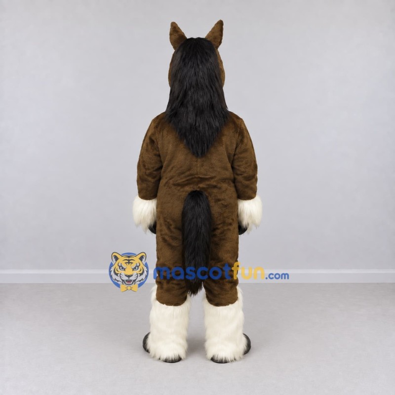 Custom Brown and White Horse Mascot Costume Adult Full Body Suit for Farm Events Custom Brown and White Horse Mascot Costume Adult Full Body Suit for Farm Events