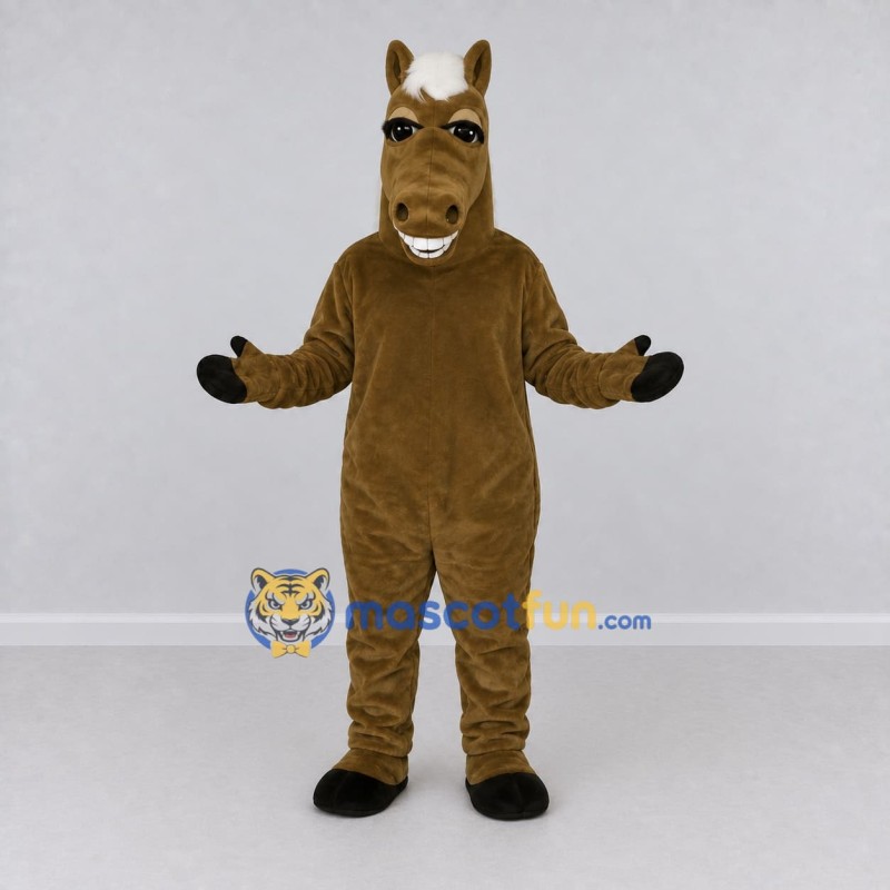 Custom Brown and White Horse Mascot Costume Adult Full Body Suit for Farm Events Custom Brown and White Horse Mascot Costume Adult Full Body Suit for Farm Events