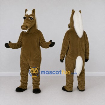 Custom Brown and White Horse Mascot Costume Adult Full Body Suit for Farm Events