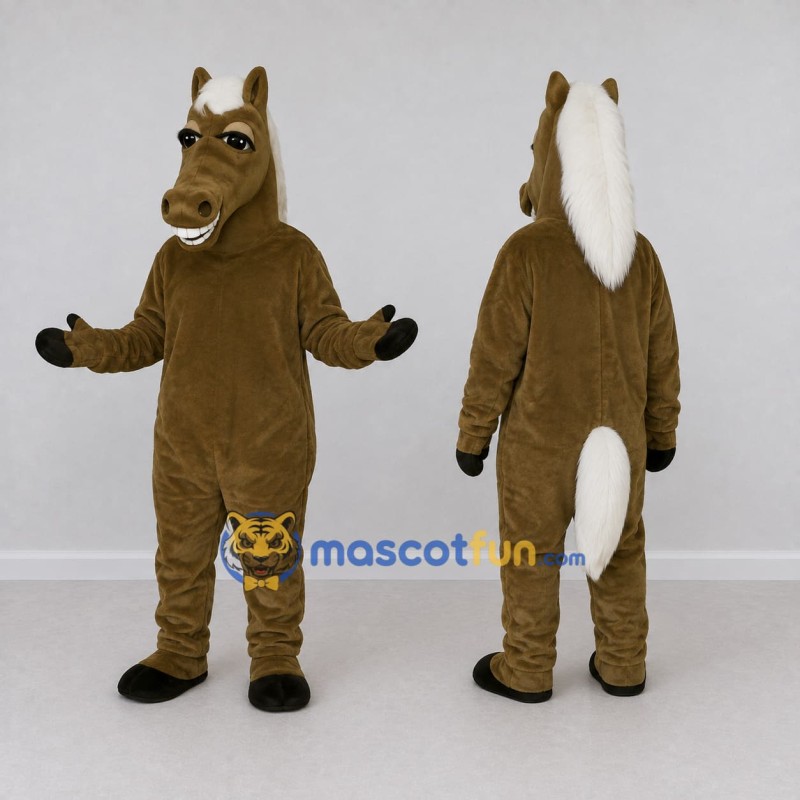 Custom Brown and White Horse Mascot Costume Adult Full Body Suit for Farm Events Custom Brown and White Horse Mascot Costume Adult Full Body Suit for Farm Events