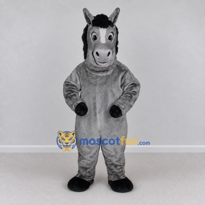 Custom Gray and Black Horse Mascot Costume Adult Full Body Suit for Farm Events