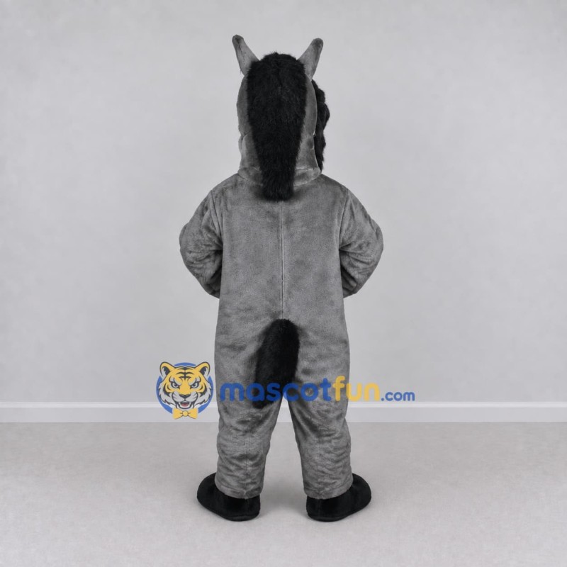 Custom Gray and Black Horse Mascot Costume Adult Full Body Suit for Farm Events