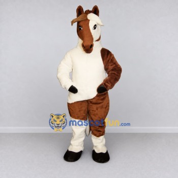 Custom Brown and White Pinto Horse Mascot Costume Adult Full Body Suit for Farm Events