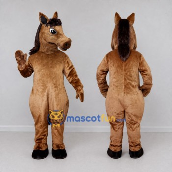 Custom Brown and Black Horse Mascot Costume Adult Full Body Suit for Farm Events