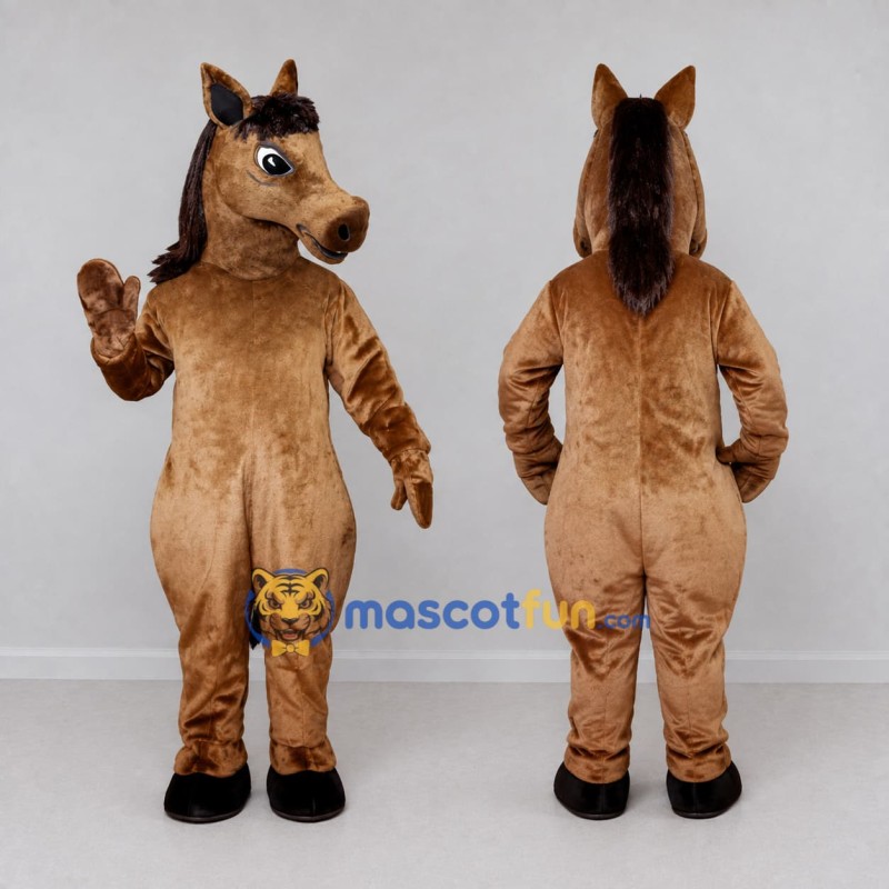 Custom Brown and Black Horse Mascot Costume Adult Full Body Suit for Farm Events Custom Brown and Black Horse Mascot Costume Adult Full Body Suit for Farm Events