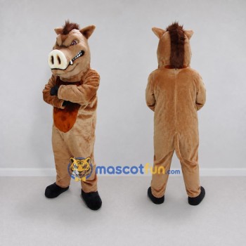 Custom Tan and Brown Wild Boar Mascot Costume Adult Full Body Suit for Sports Events