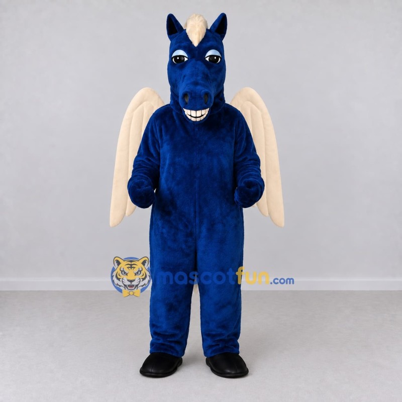 Custom Blue and Cream Pegasus Mascot Costume Adult Full Body Suit for Theme Parties Custom Blue and Cream Pegasus Mascot Costume Adult Full Body Suit for Theme Parties